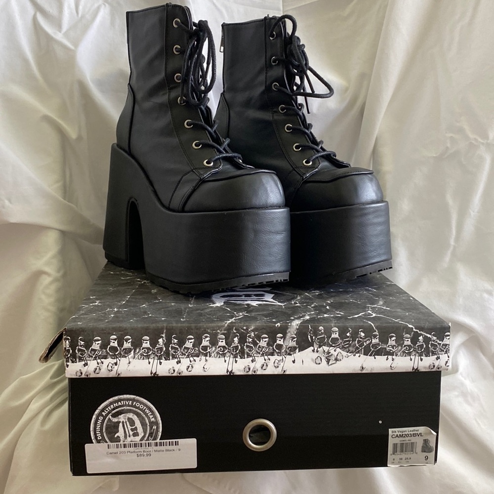 Demonia platform black heels